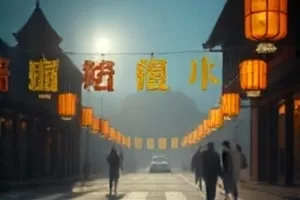 沙漏街区封面：窄巷上方交错的电线和晾衣杆